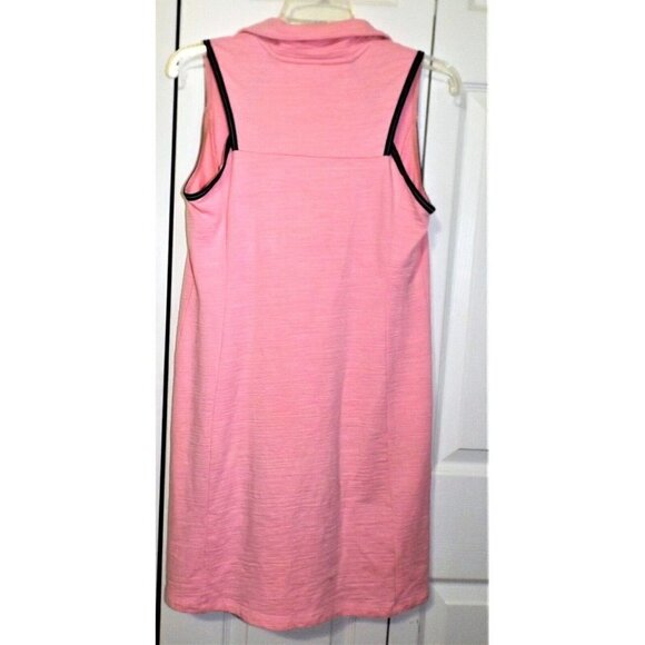 T by Talbots XS Pink Sleeveless Collared Dress Navy Trim - Picture 3 of 6